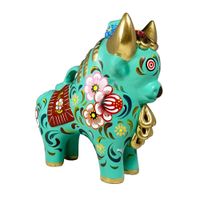 Toro Pucará Verde Agua en cerámica - 20 cm de alto