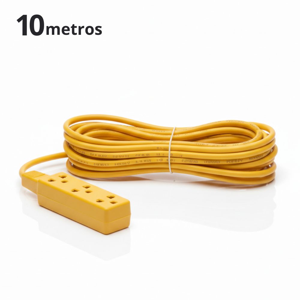 Extensión Eléctrica de 10 Metros 3 Tomacorrientes 10-16 Amp