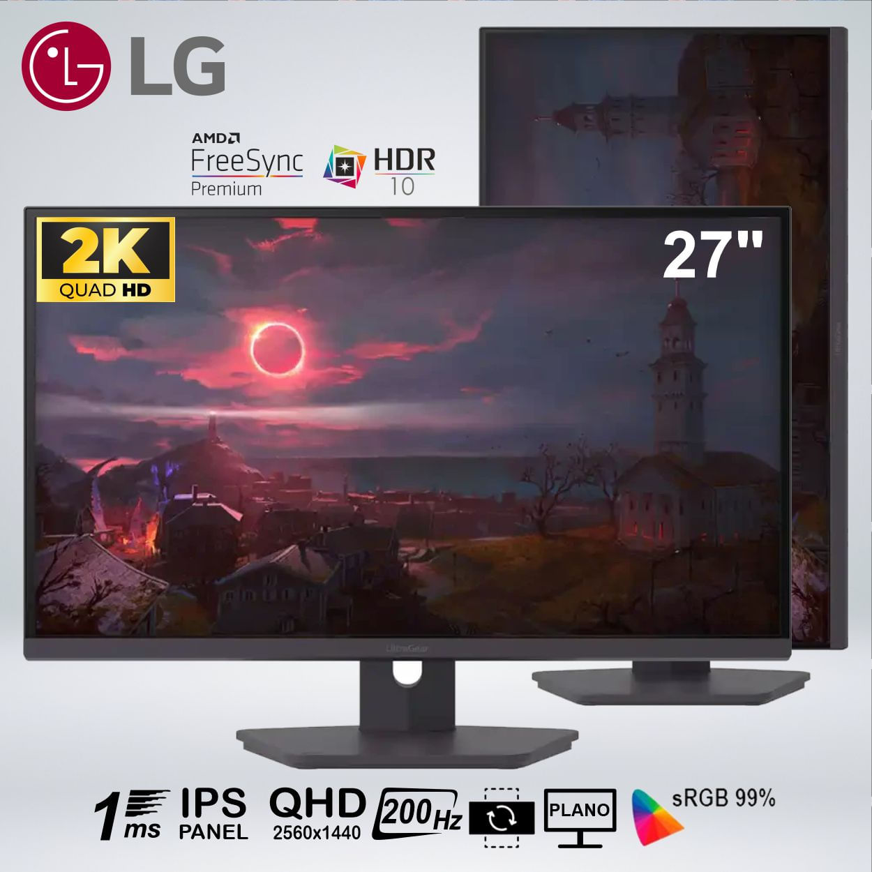 MONITOR ULTRAGEAR 27G610A-B QHD 27  IPS 200hz 1ms HDR400 AMDfreesync PIVOT