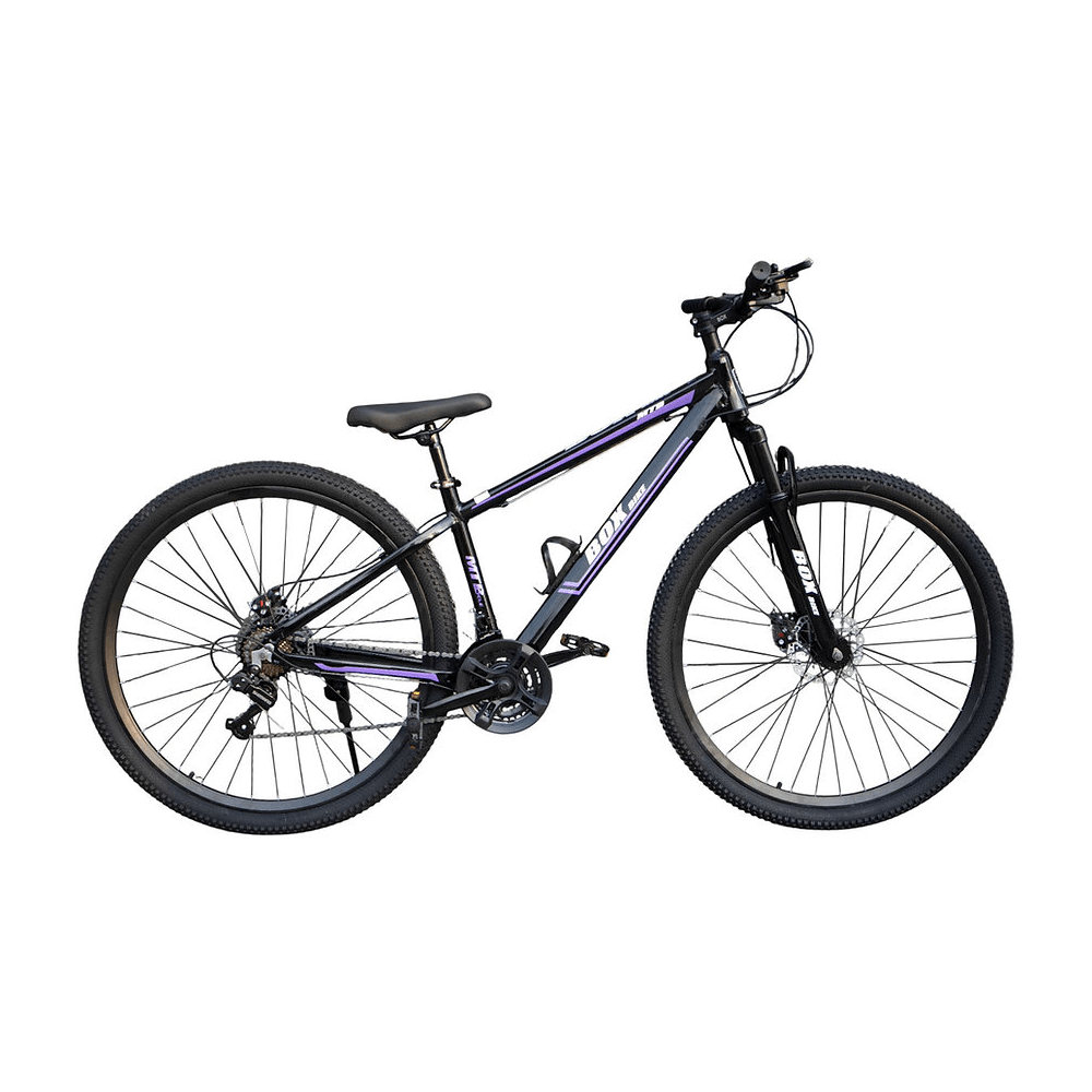 Bicicleta MTB Aro 29 de Aluminio con Shimano Tourney Negra con Morado