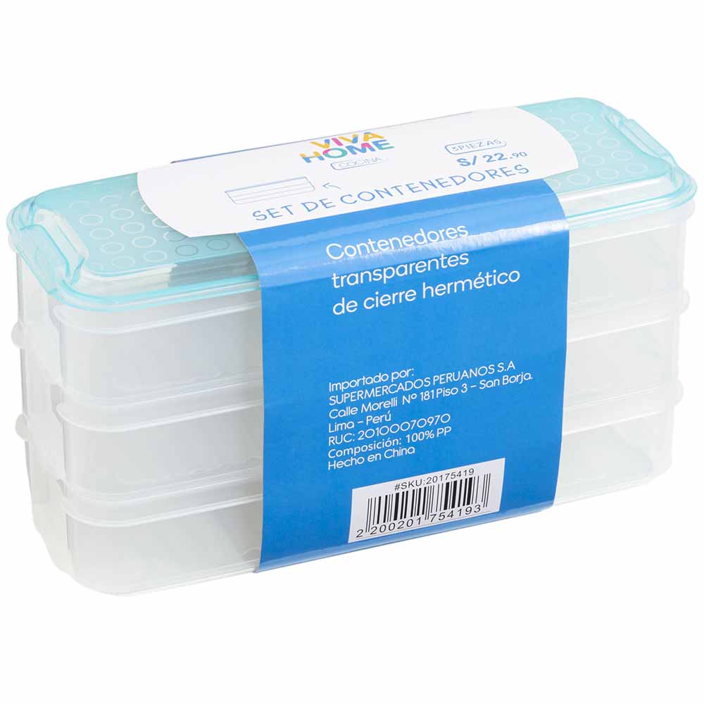 Set de Contenedores VIVA HOME 1.5ml 3pzas