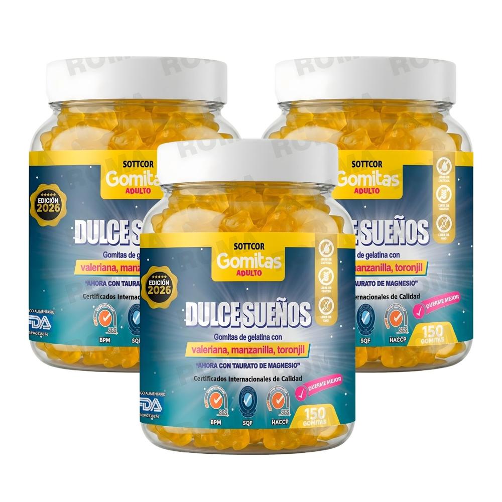 PACK 3 GOMITAS DULCES SUEÑOS PARA ADULTOS SOTTCOR LABS 150 UNIDADES