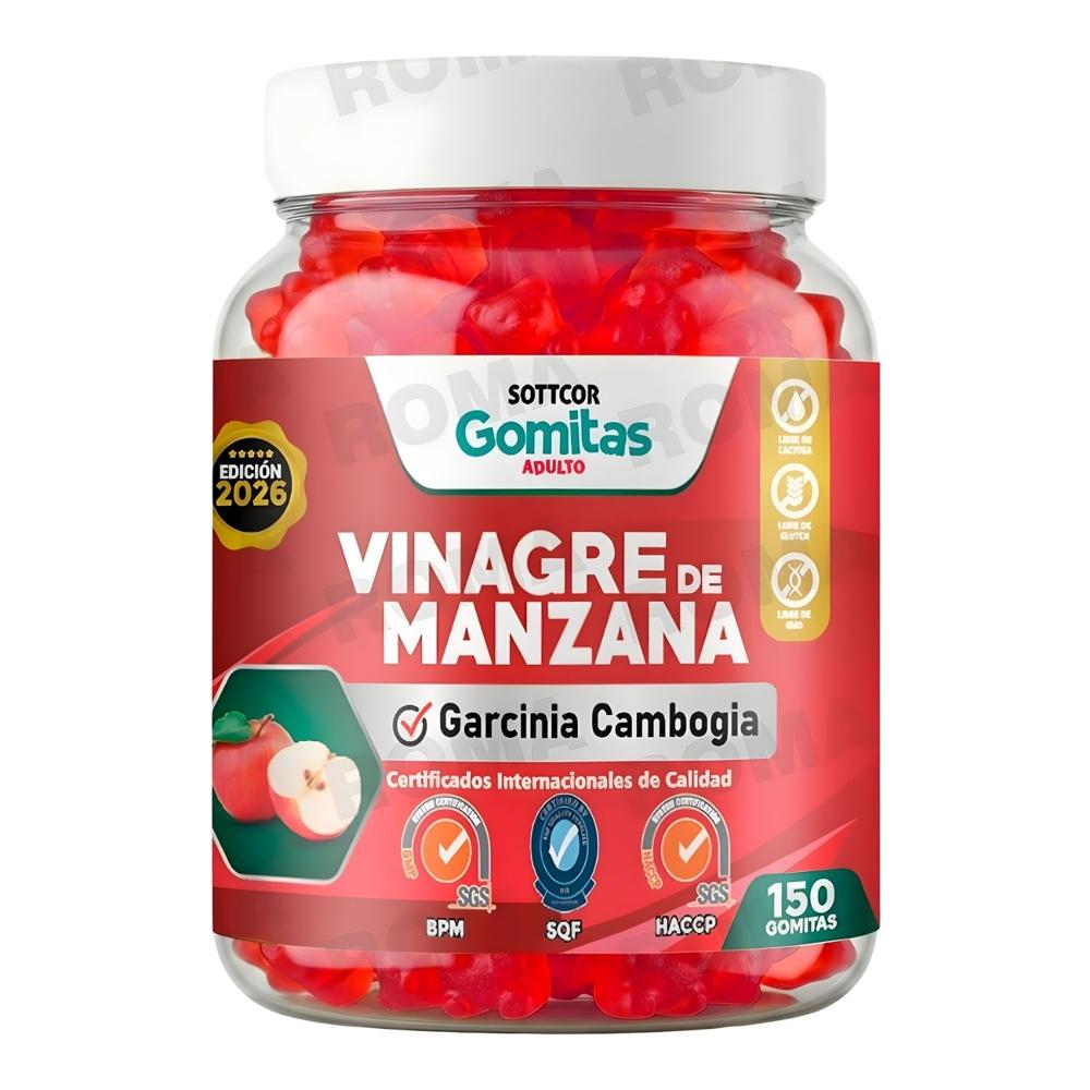 GOMITAS VINAGRE DE MANZANA PARA ADULTOS SOTTCOR LABS 150 UNIDADES