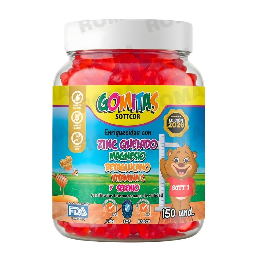 GOMITAS ZINC QUELADO PARA NIÑOS SOTTCOR LABS 150 UNIDADES