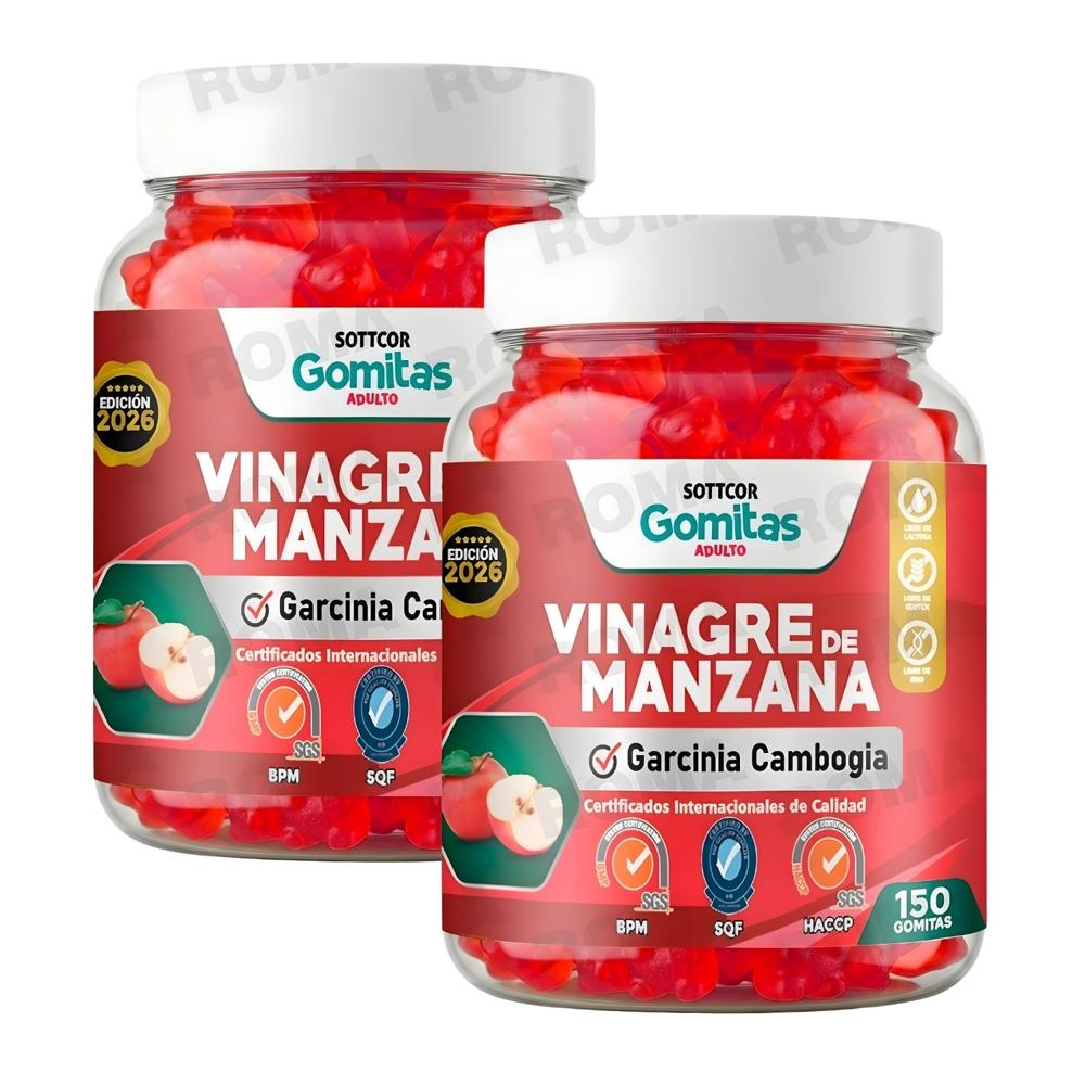 PACK 2 GOMITAS VINAGRE DE MANZANA PARA ADULTOS SOTTCOR LABS 150 UNIDADES