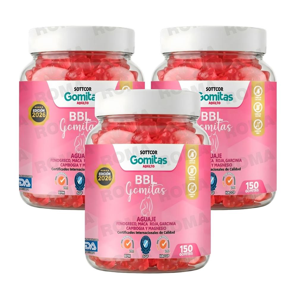 PACK 3 GOMITAS DE AGUAJE BBL ADULTOS SOTTCOR LABS 150 UNIDADES