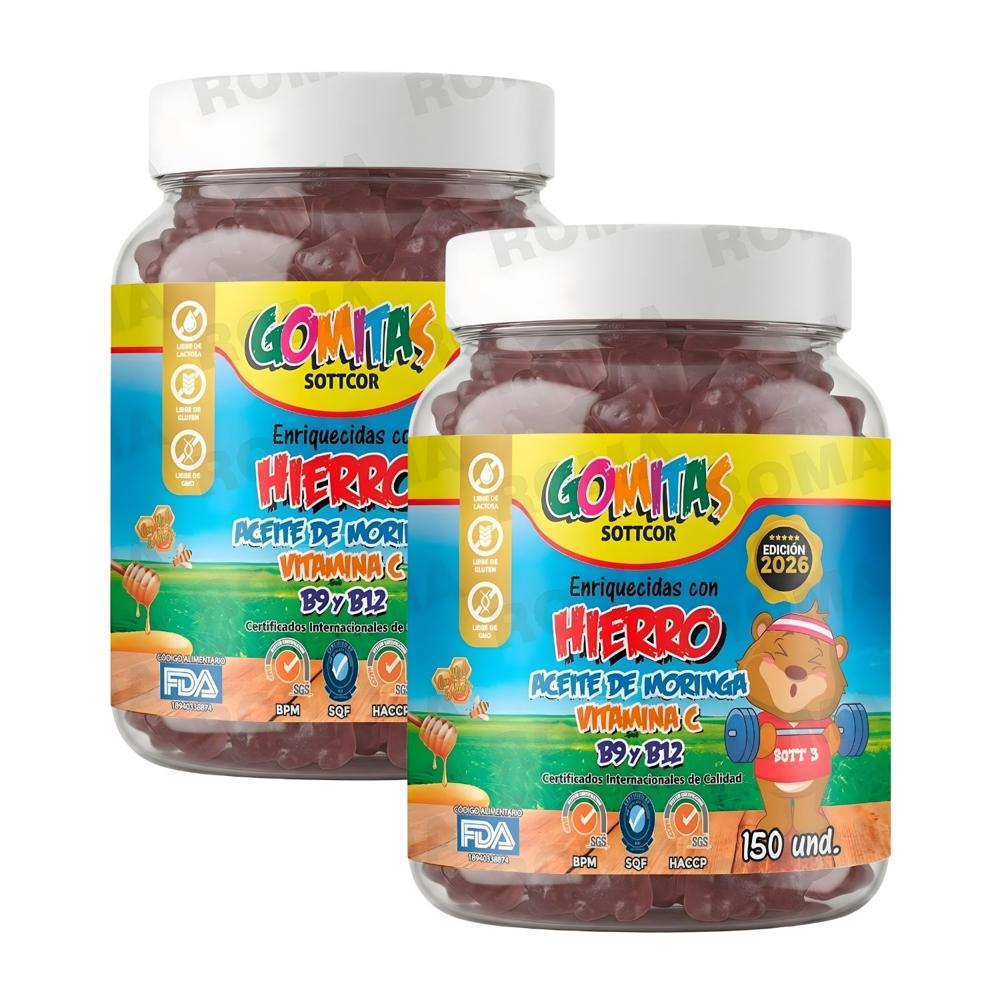 PACK 2 GOMITAS HIERRO PARA NIÑOS SOTTCOR LABS 150 UNIDADES