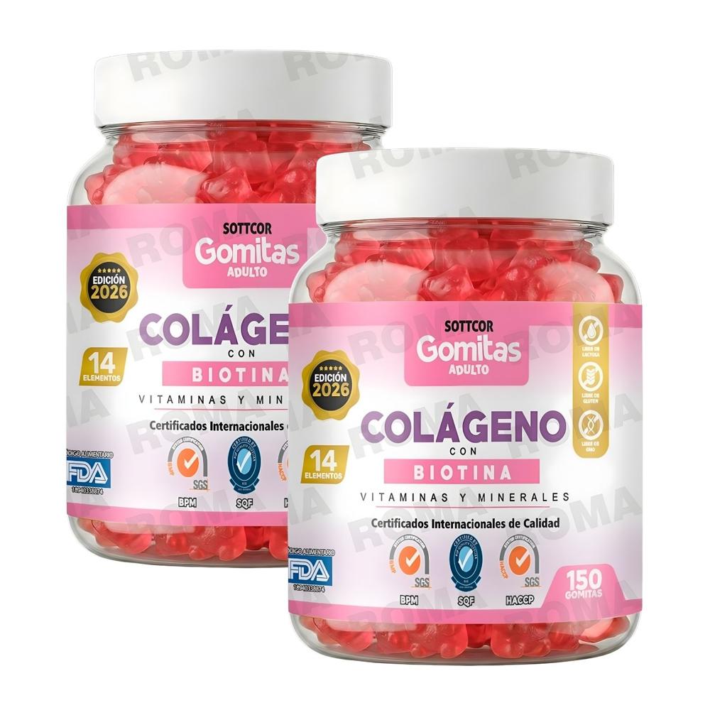 PACK 2 GOMITAS DE COLÁGENO PARA ADULTOS SOTTCOR LABS 150 UNIDADES