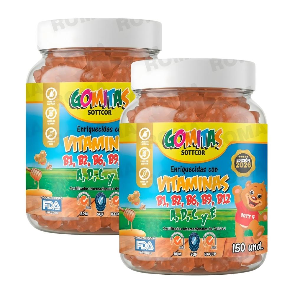 PACK 2 GOMITAS VITAMINAS PARA NIÑOS SOTTCOR LABS 150 UNIDADES