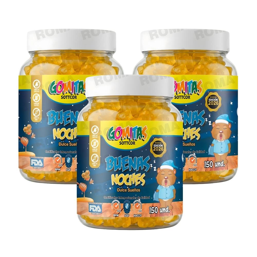 PACK 3 GOMITAS BUENAS NOCHES PARA NIÑOS SOTTCOR LABS 150 UNIDADES