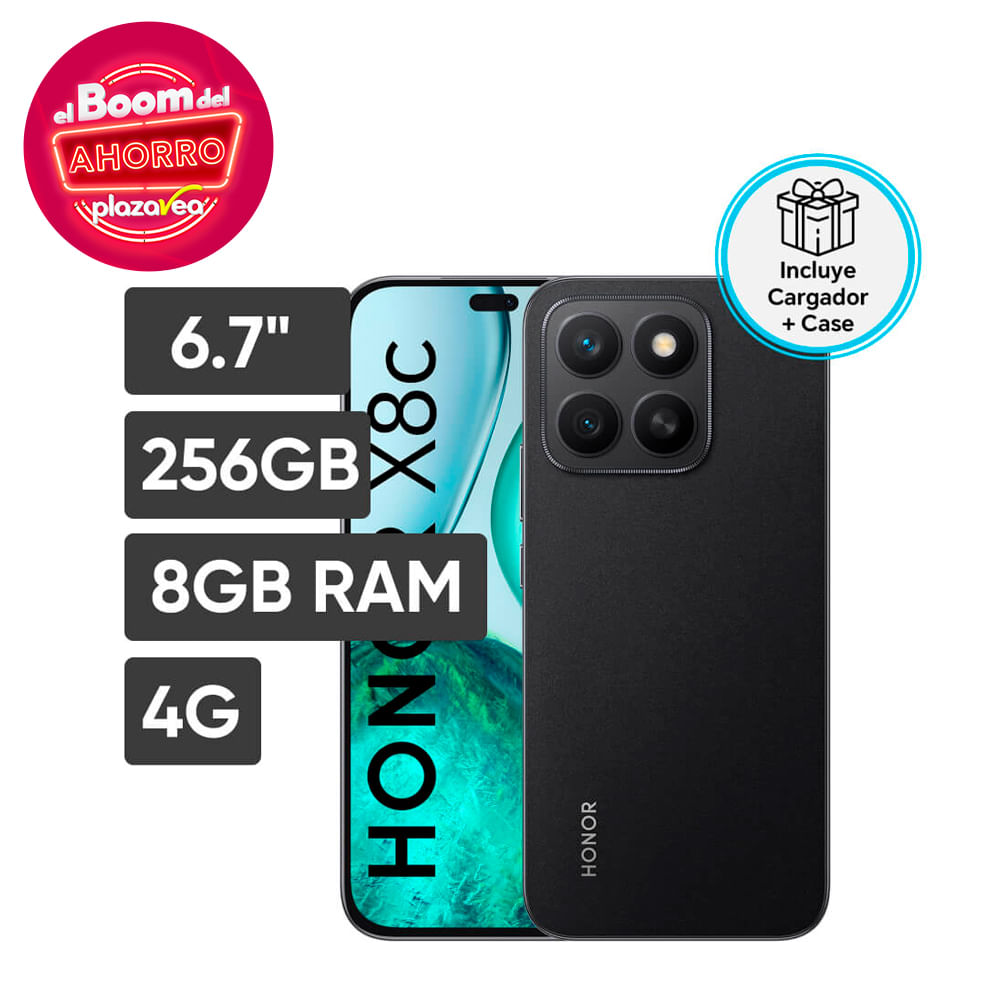 Smartphone HONOR X8C 6.7"" 8GB 256GB 108MP+5MP Negro