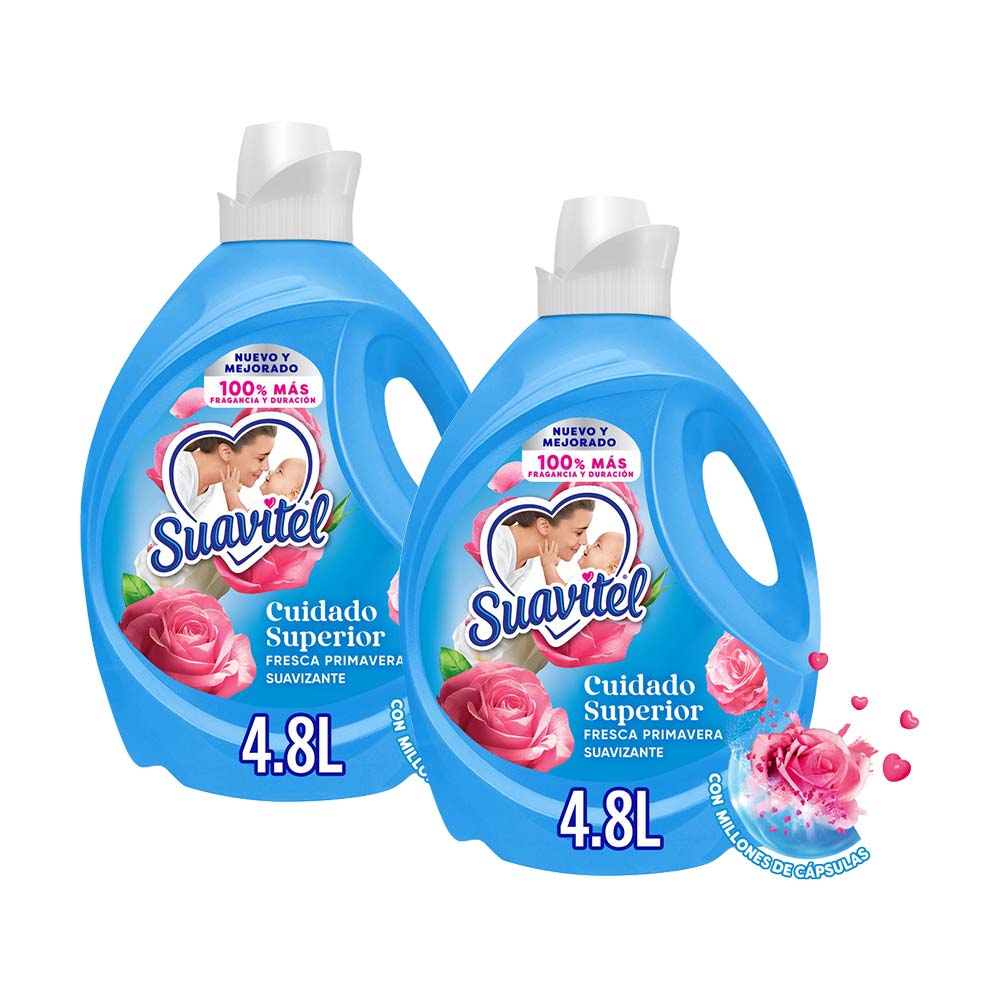 Pack Suavizante SUAVITEL Cuidado Superior Fresca Primavera Botella 4.8L x 2un