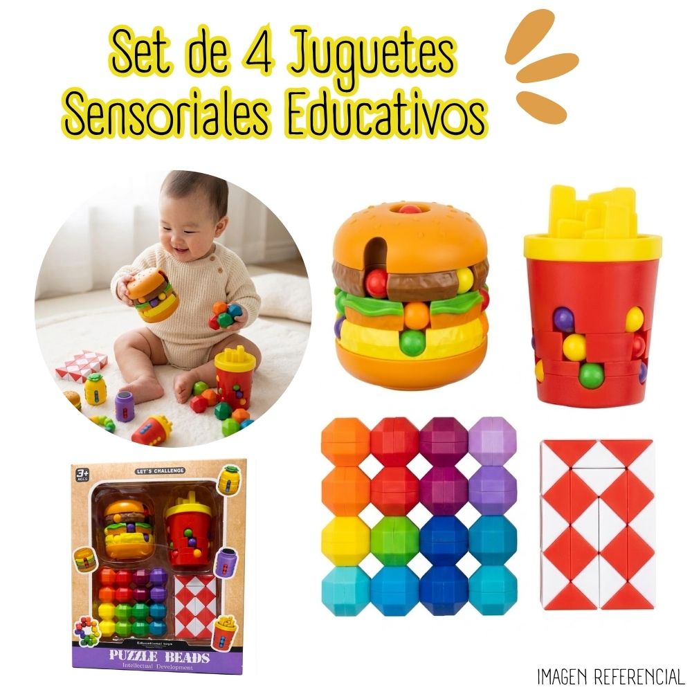 Set de 4 Juguetes Sensoriales Educativos