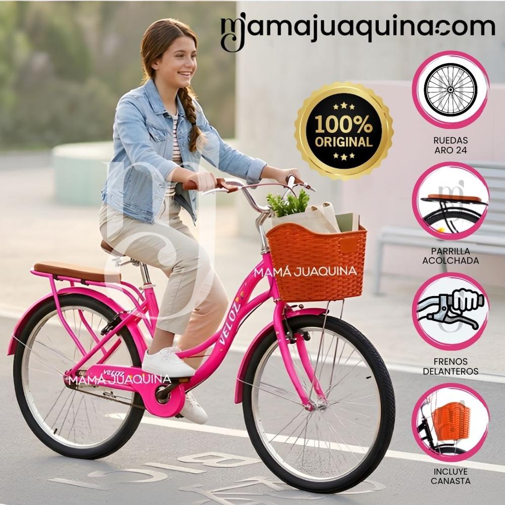 Bicicleta Campera Aro 24 VALENTINA Colección Exclusiva Dark Pink