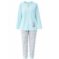 Pijama de Mujer Polo Manga larga y pantalón de algodón