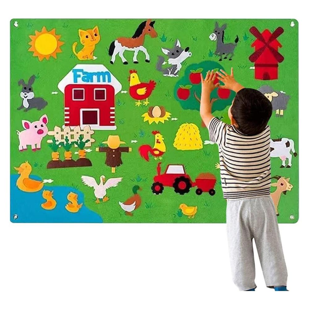 Alfombra Didactica Montessori De Fieltro Granja Para Niños