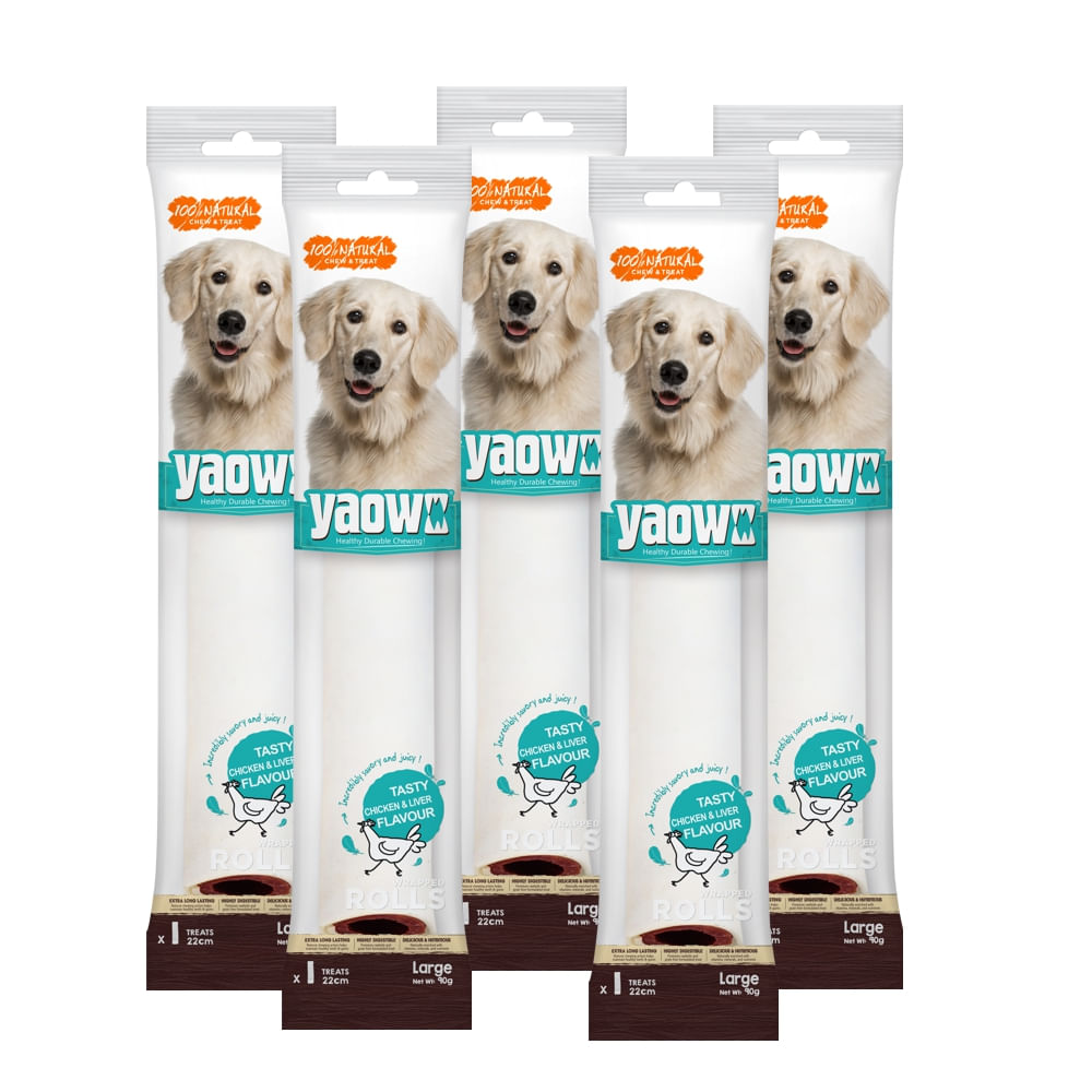 CARNAZA PARA PERRO YAOWO ENRROLADO CON CARNE SECA MEDULA PACK X6