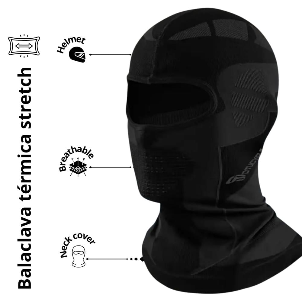 Balaclava térmica deportiva y motociclista - Negro
