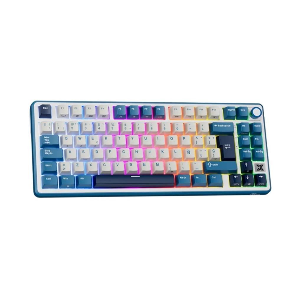 Teclado Royal Kludge RK X87 Wireless 75% Blue Switch Beige