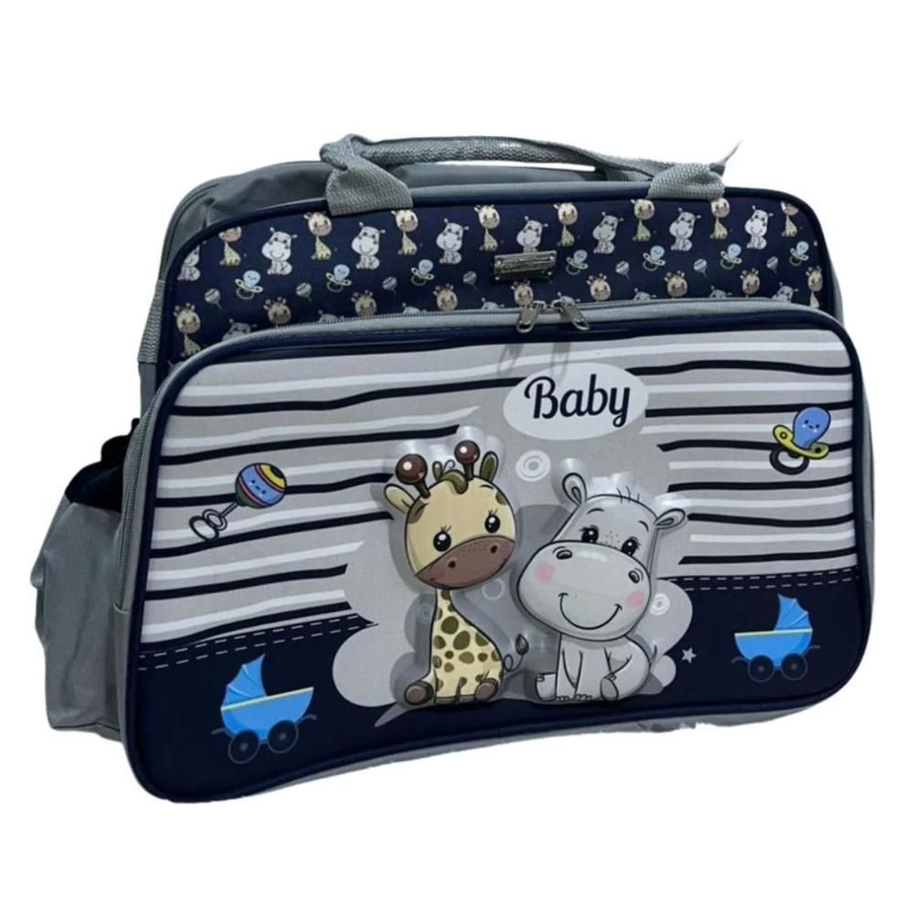 Bolso Cartera Pañalera Para Bebe Azul Con Diseño