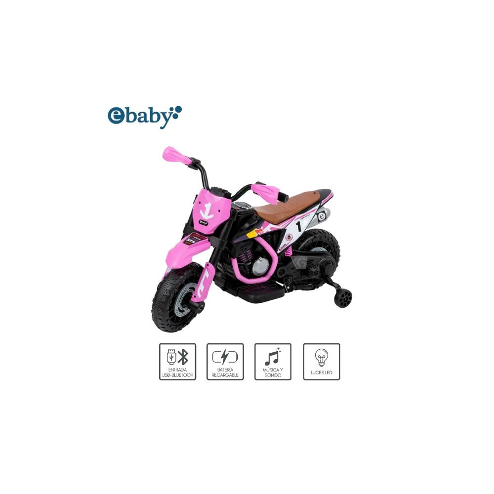 Motocicleta a Batería recargable musical y luces  Ebaby Cod.349 Rosado