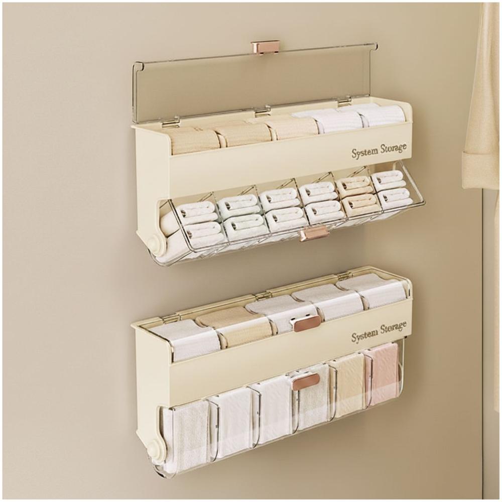 Organizador de Ropa Interior Calcetines Maquillaje Accesorios Multiusos 16.5x40x9cm Crema