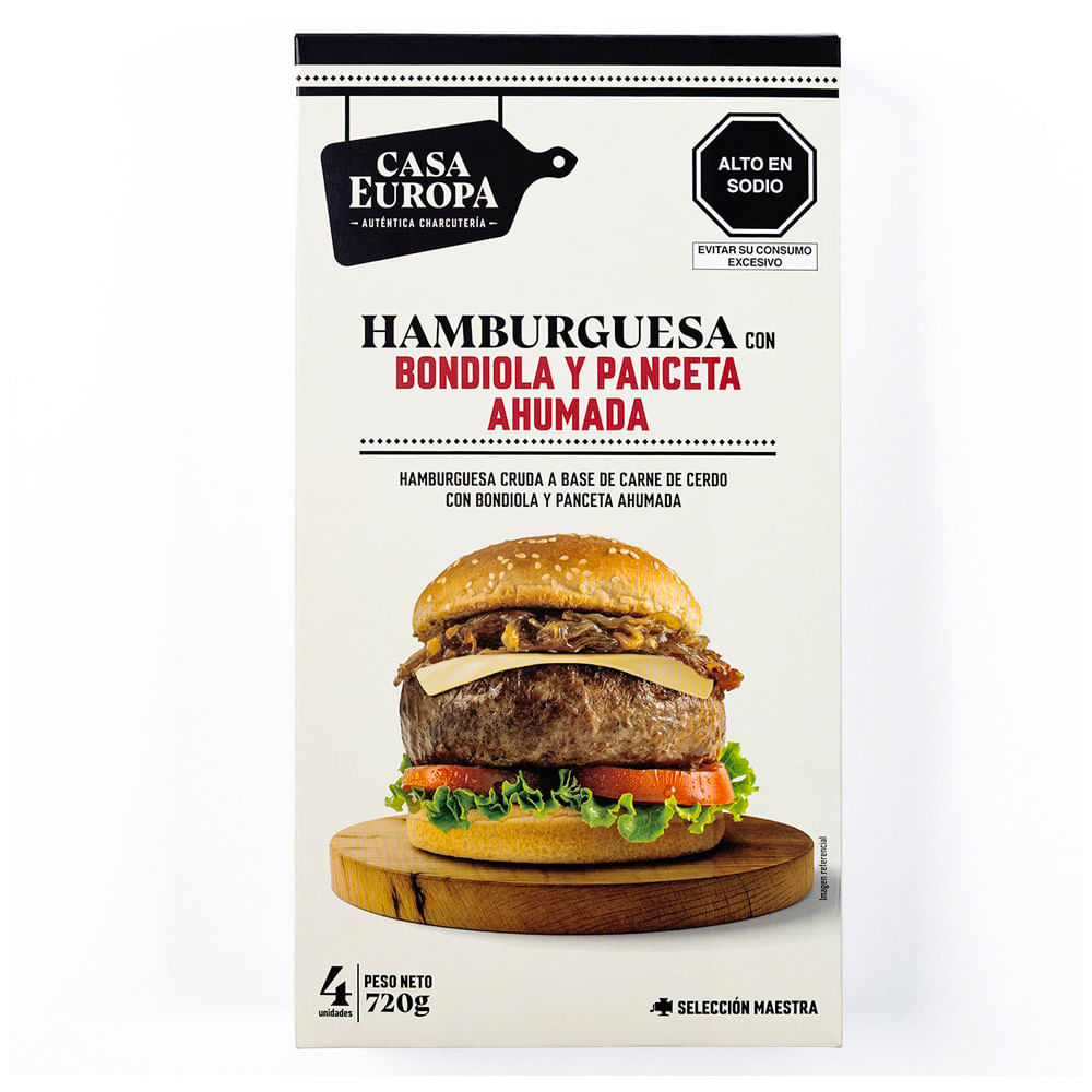 Hamburguesa con Bondiola y Panceta Ahumada CASA EUROPA Caja 720g