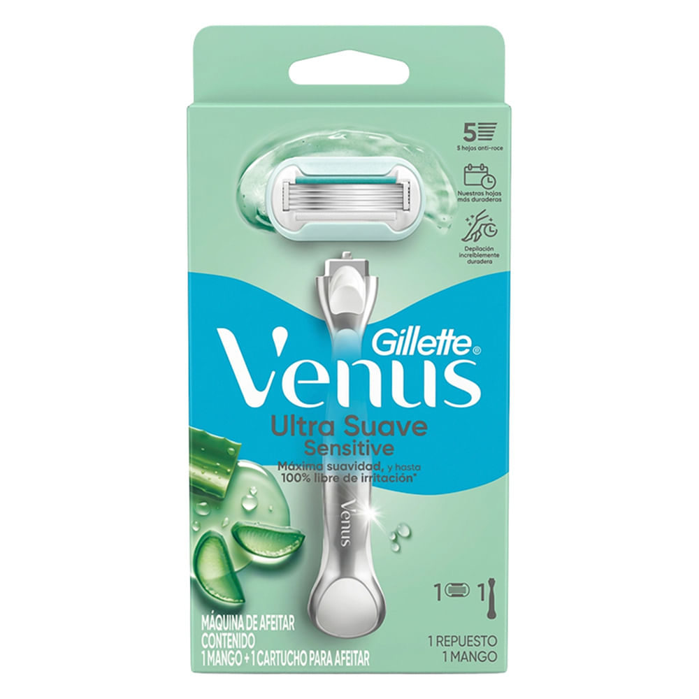 Máquina de Afeitar VENUS Sistema Ultra Suave Sensitive 5 Hojas Paquete 4un