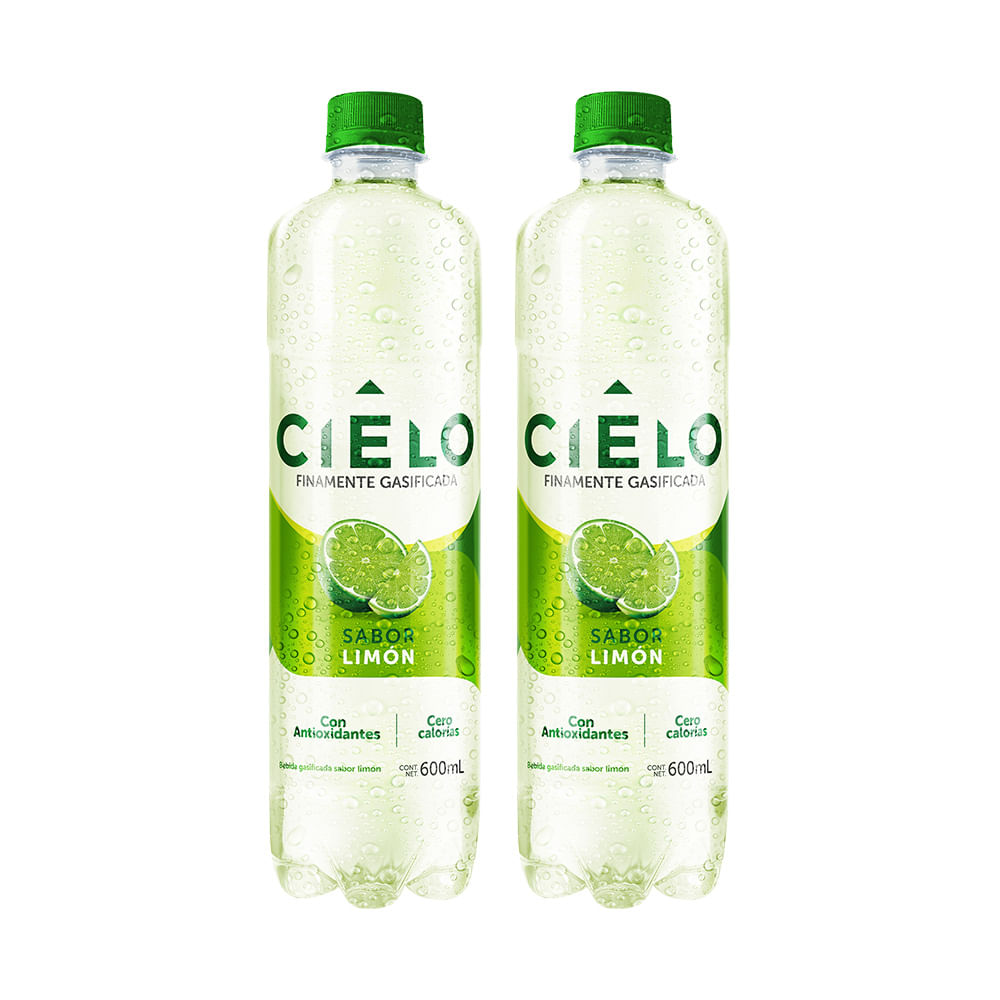 Pack Agua con Gas CIELO Sabor a Limón Botella 600ml Paquete 2un