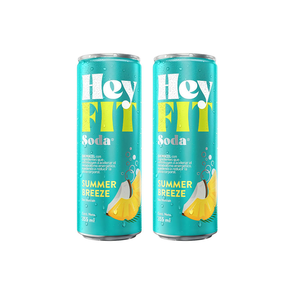 Pack Gaseosa HEY FIT Soda Summer Breeze Lata 355ml Paquete 2un
