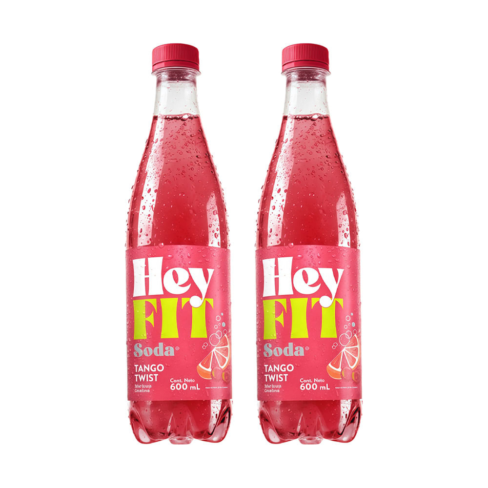 Pack Gaseosa HEY FIT Soda Tango Twist Botella 600ml Paquete 2un