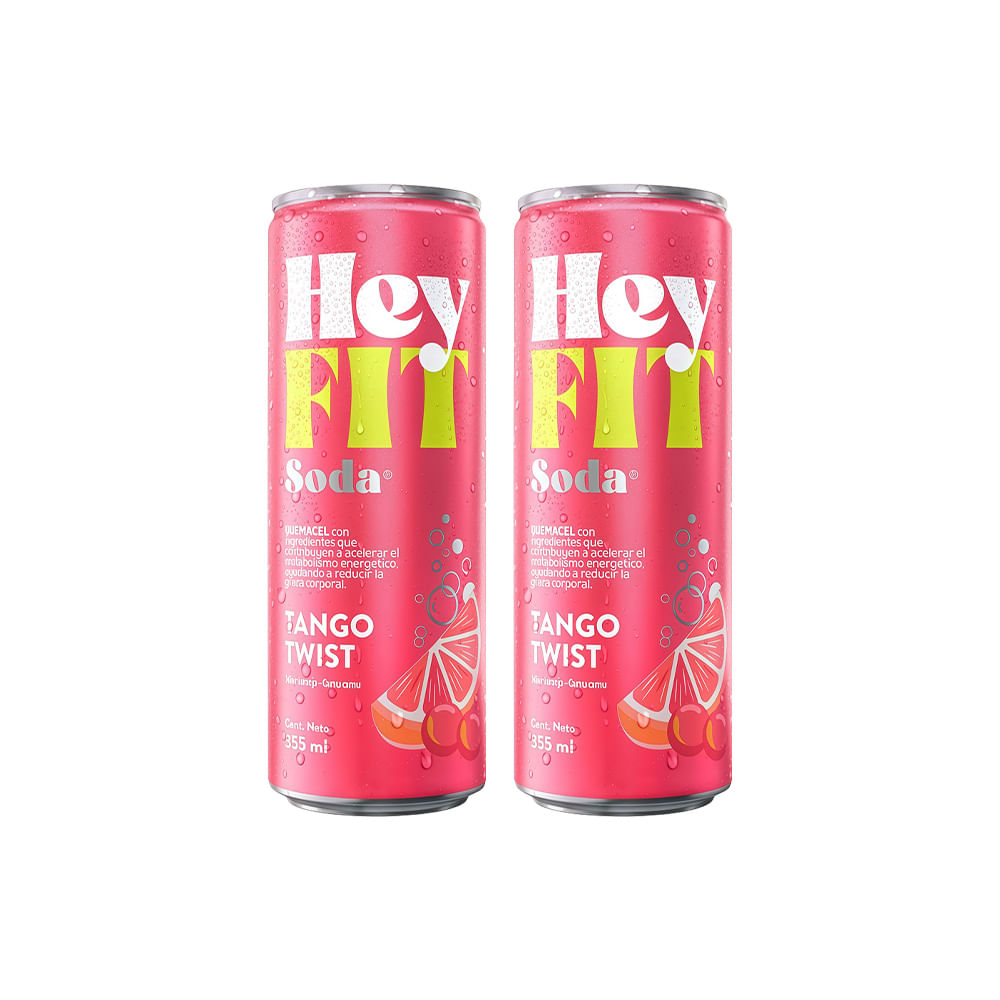 Pack Gaseosa HEY FIT Soda Tango Twist Lata 355ml Paquete 2un
