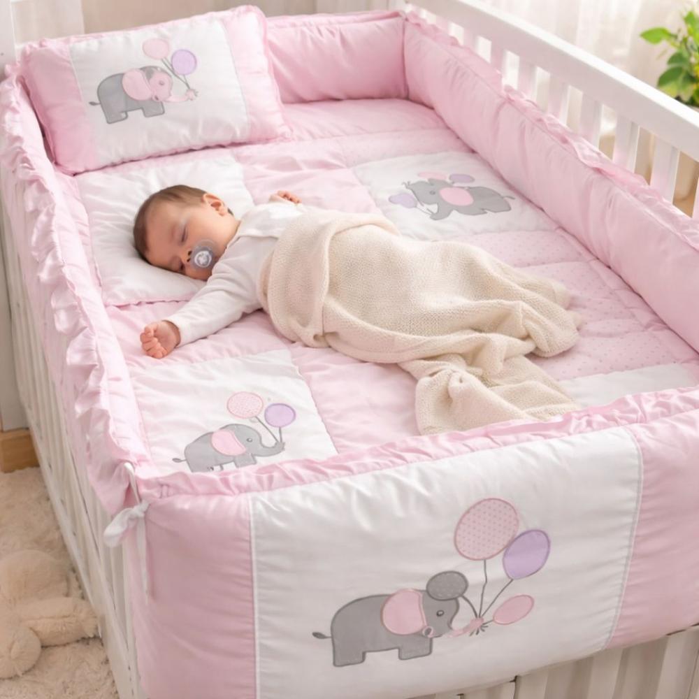 Set de Cuna para Bebé 5 Piezas Suave color Rosado