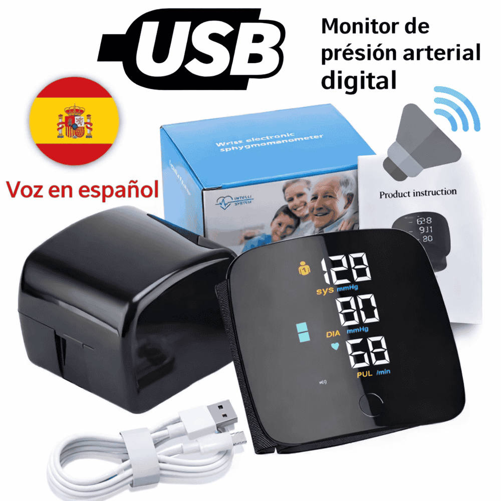 Monitor de Presion Arterial Digital con Voz en Español Recargable