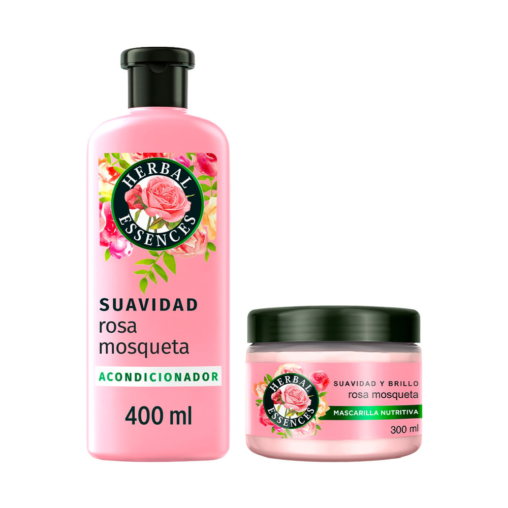Pack HERBAL ESSENCES Acondicionador Smooth Frasco 400ml + Mascarilla Pote 300ml