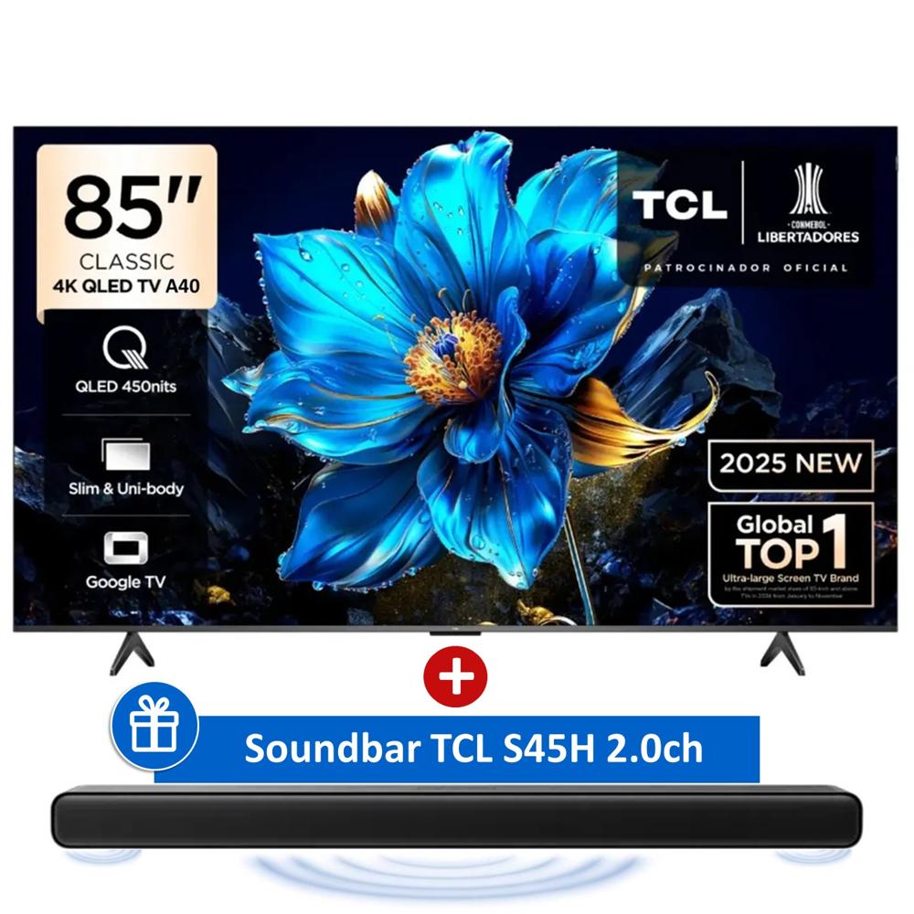 Televisor TCL QLED 85 UHD 4K Google TV 85A400 - Soundbar 100W