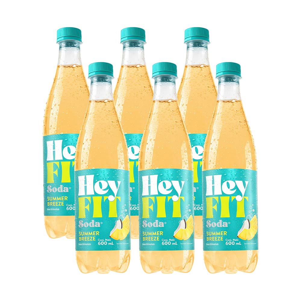 Gaseosa HEY FIT Soda Summer Breeze Botella 600ml x 12un