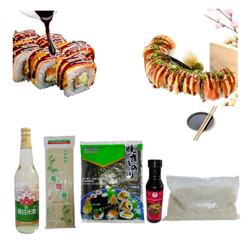 Set Makis Unagi Basico 5pza Salsa Anguila Esterilla Nori Arroz Vinagre