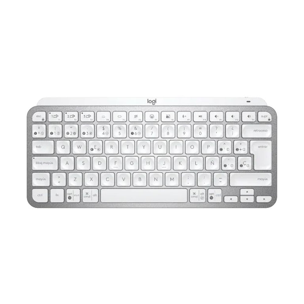 Teclado Logitech Mx Keys Mini wireless recargable Bt inluminado - blanco