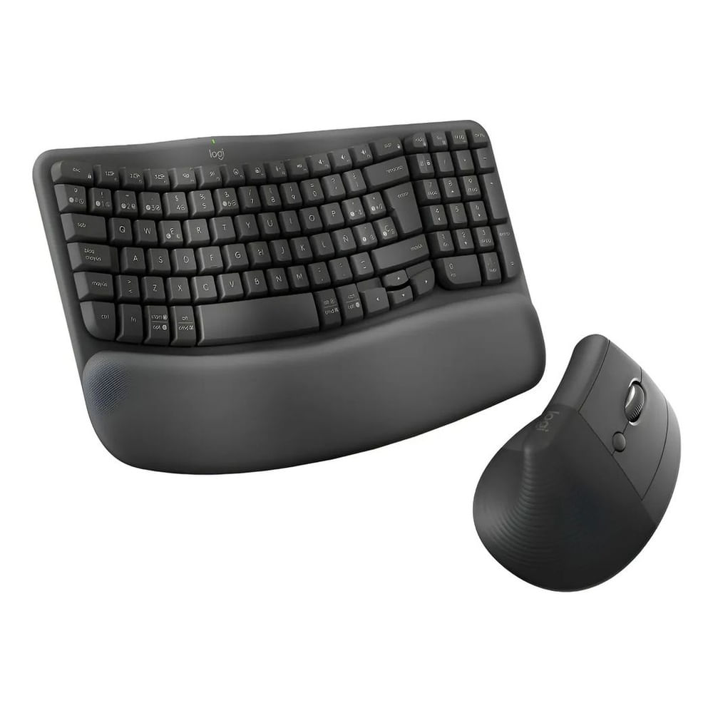 Kit De Teclado Wave Keys y Mouse Lift Vertical Logitech Bt Negro Negro