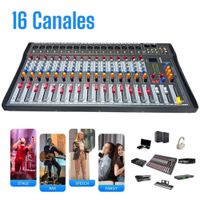 Mezcladora 16Canales Compacta con Ecualizador Gráfico y Bluetooh