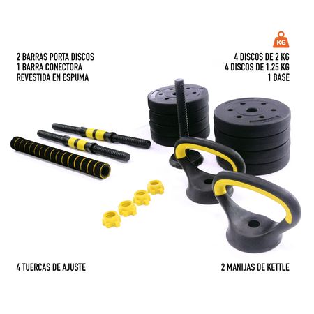 Set De Peso Fit.365 Ajustable 15Kg P/Mancuerdas,Barra Y Kettle Mtdp-Ftsnyl Multicolor