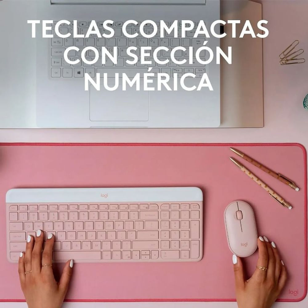COMBO LOGITECH SLIM MK470 ROSADO