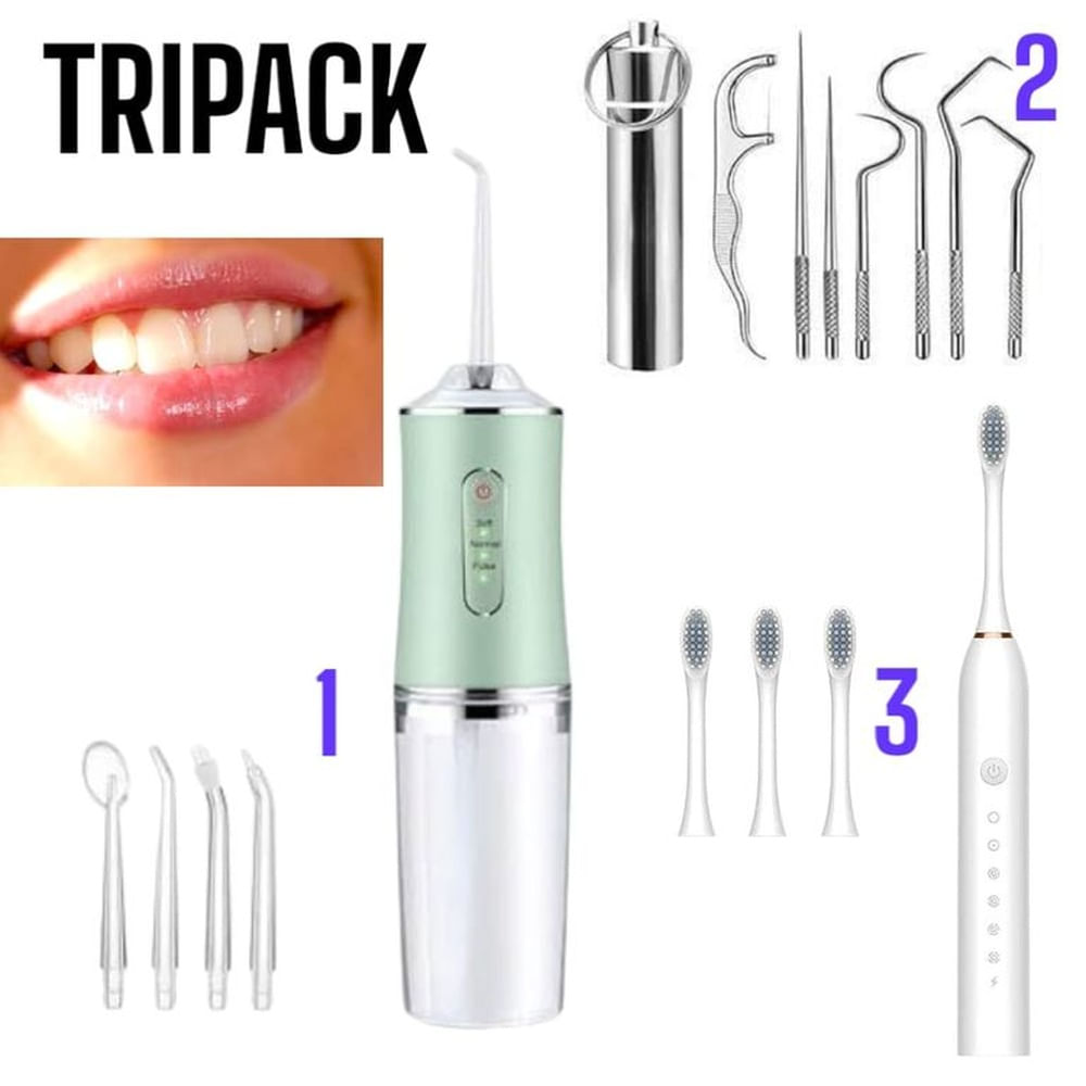 TRIPACK Irrigador Dental Y Cepillo Electrico Y Kit Limpieza