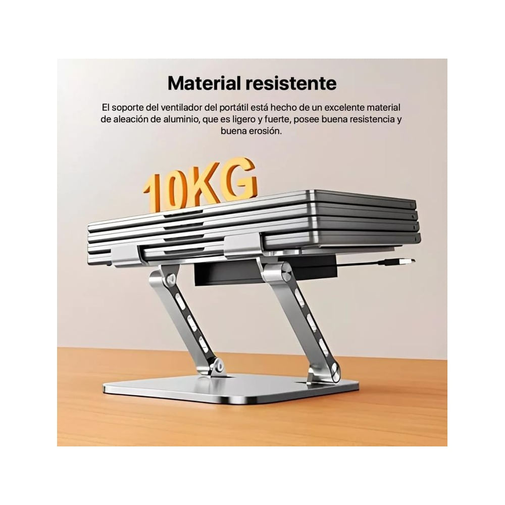 Soporte de Aluminio con Ventilador para Laptop Tablet