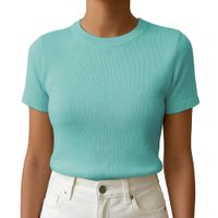 Polo Mujer Manga Corta Color Entero Hilo Tacto Algodon Day362G-18 Color Verde Cemento