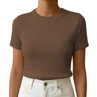 Polo Mujer Manga Corta Color Entero Hilo Tacto Algodon Day362G-18 Color Chocolate
