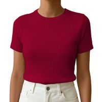 Polo Mujer Manga Corta Color Entero Hilo Tacto Algodon Day362G-18 Color Vino