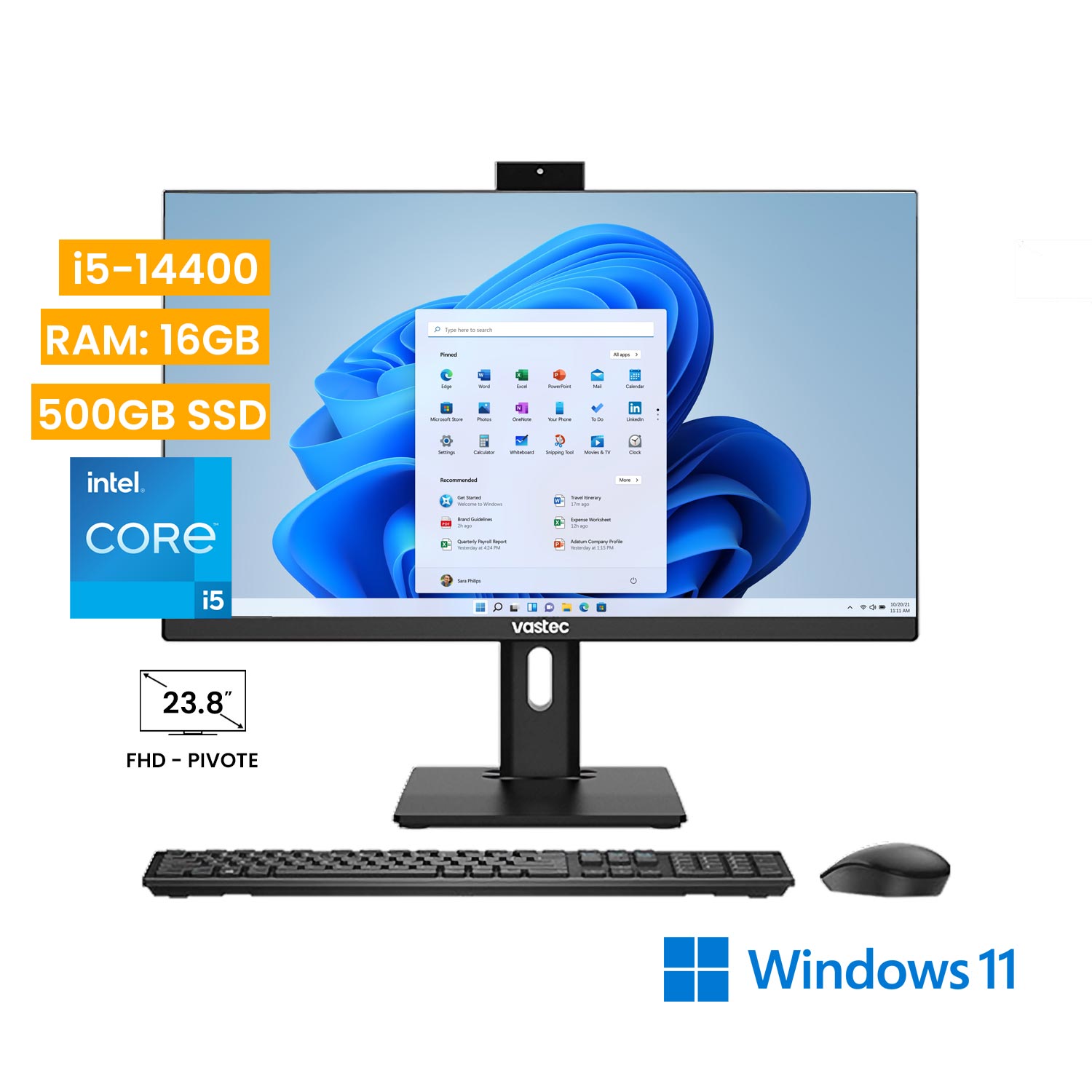 Computadora All In One Vastec PrimeOne  i5-14400 16GB 500GB SSD Windows 11 Home