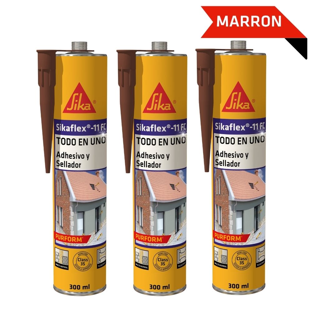 Tripack Sellante de juntas Sikaflex-11 FC Purform Marrón x 300ml